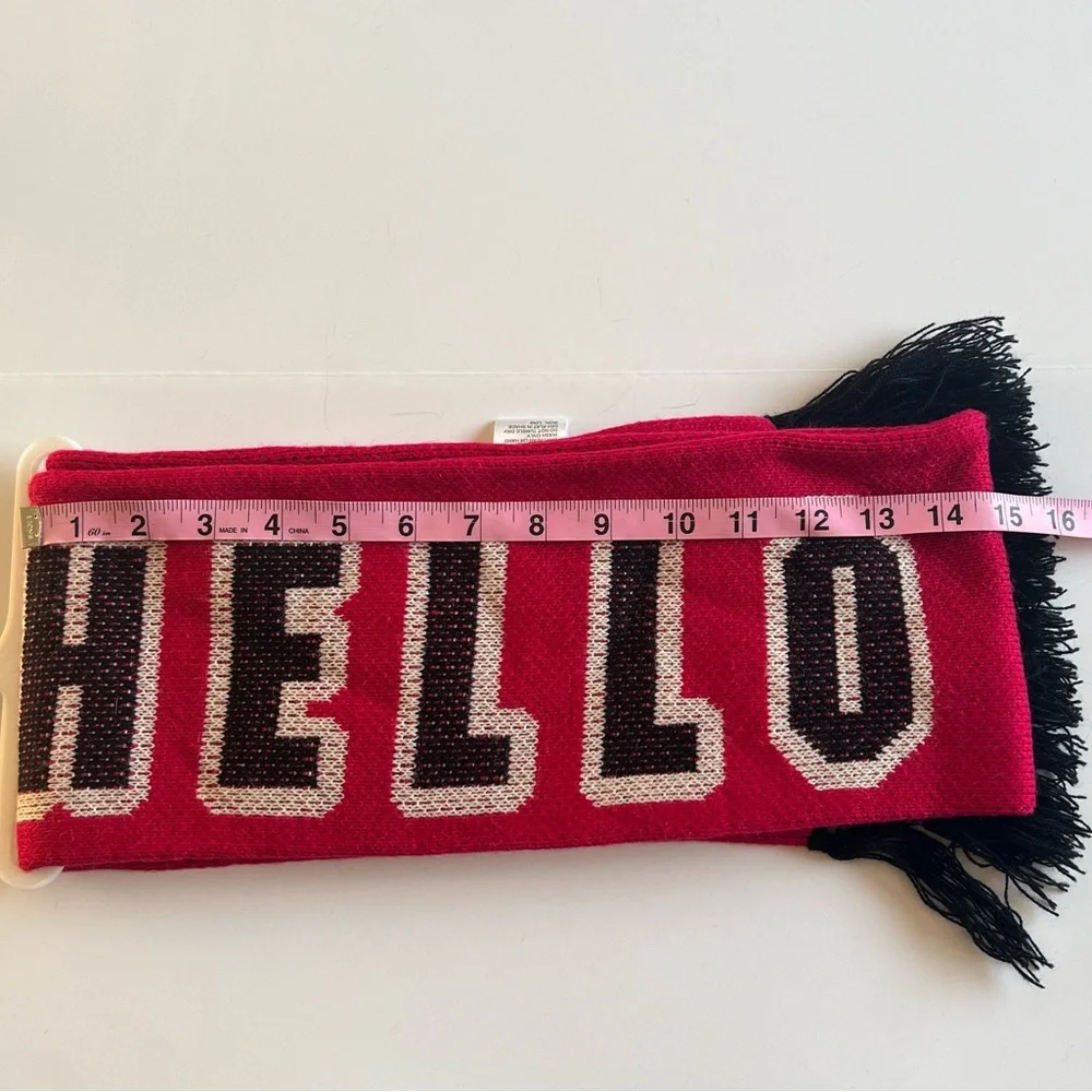 Vintage Hello Kitty Scarf Red Knit Acrylic 2001 Sanrio